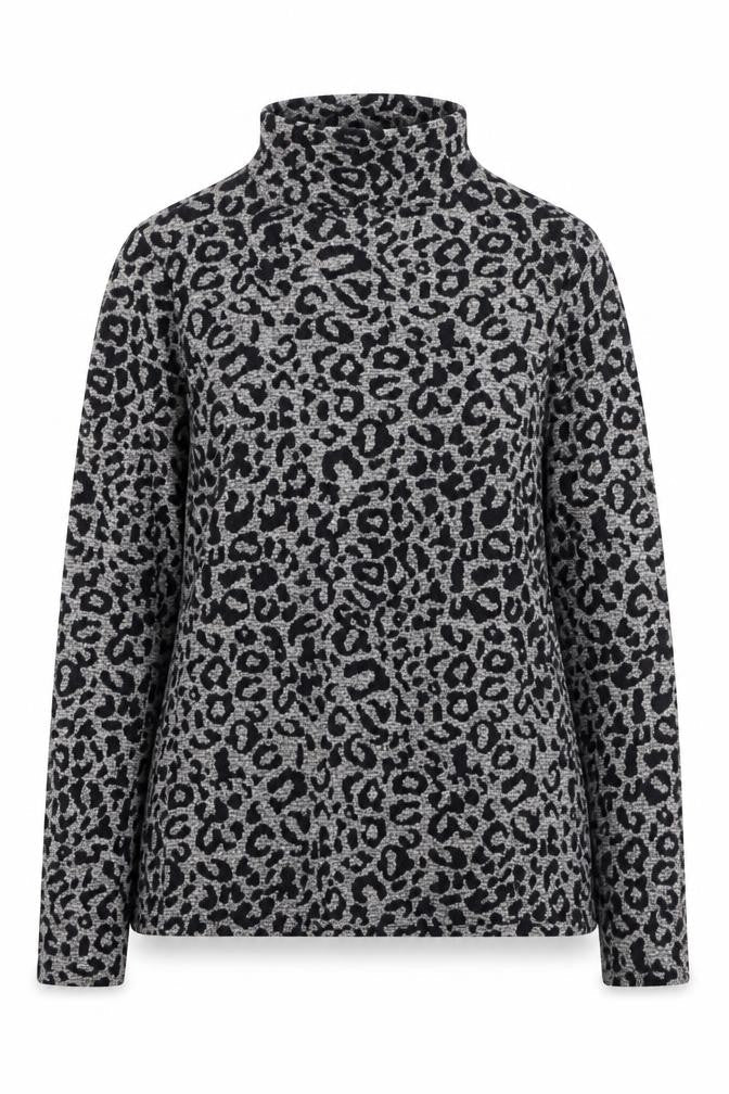 Oasis Womens Brown High Neck Animal Print Viscose Pullover Jumper Size S