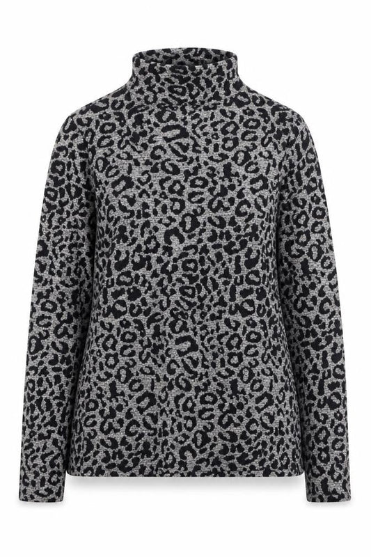 Oasis Womens Brown High Neck Animal Print Viscose Pullover Jumper Size S