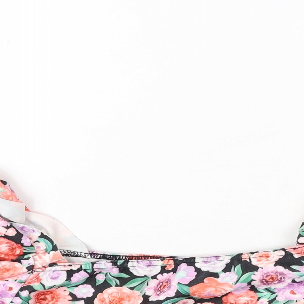 Misspap Womens Multicoloured Floral Polyester Cropped Blouse Size 12 Square Neck