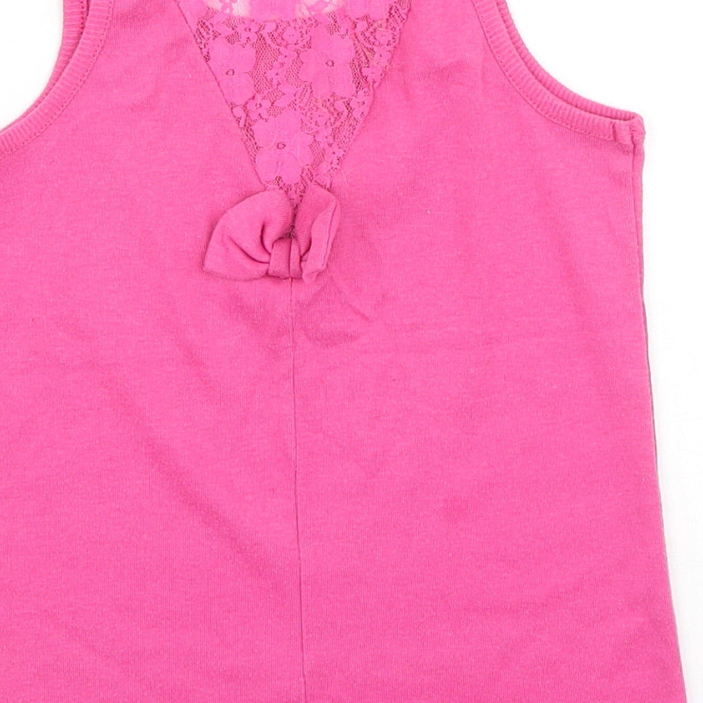 B&Q Girls Pink  Cotton Basic Tank Size 12 Years Round Neck