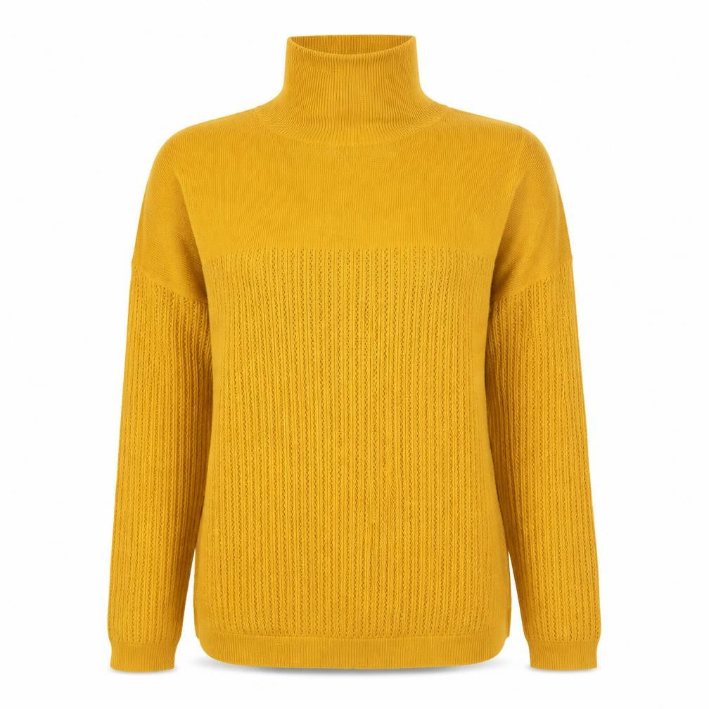 TU Womens Yellow High Neck  Acrylic Pullover Jumper Size 10