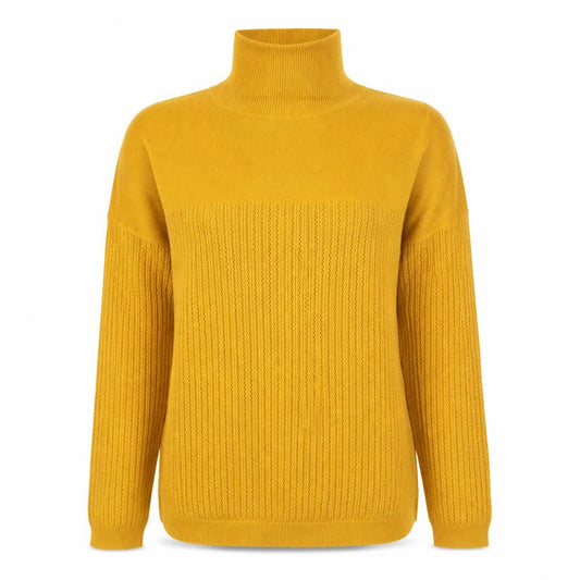 Tu Womens Yellow High Neck  Acrylic Pullover Jumper Size 10