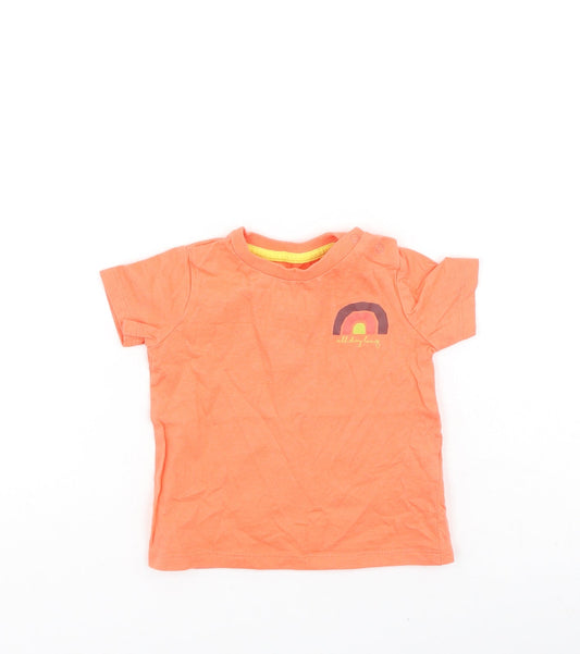 F&F Boys Orange  Cotton Basic Casual Size 3-6 Months Round Neck