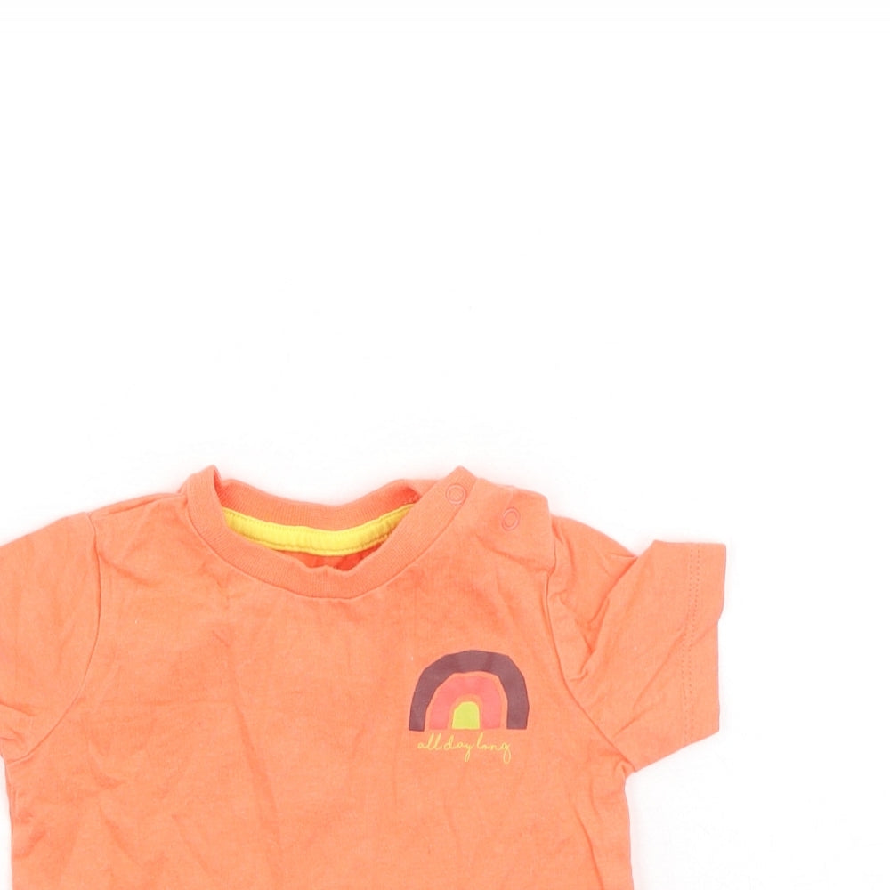 F&F Boys Orange  Cotton Basic Casual Size 3-6 Months Round Neck