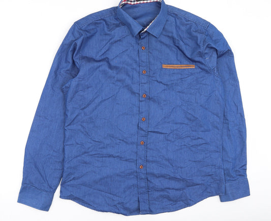 Coofandy Mens Blue  Cotton  Button-Up Size M Collared
