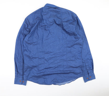 Coofandy Mens Blue  Cotton  Button-Up Size M Collared