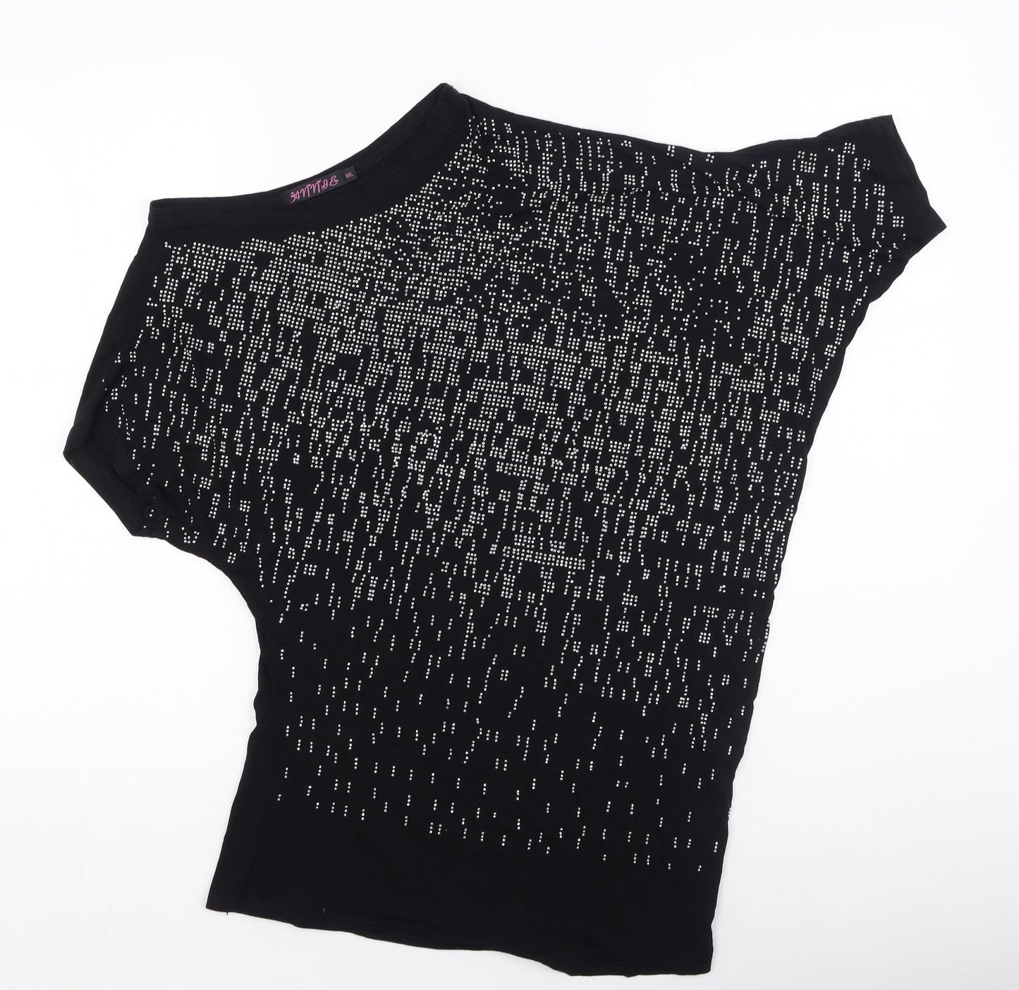 Annie Womens Black  Cotton Basic Blouse Size M Round Neck