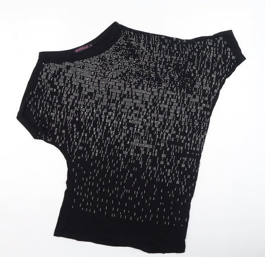 Annie Womens Black  Cotton Basic Blouse Size M Round Neck