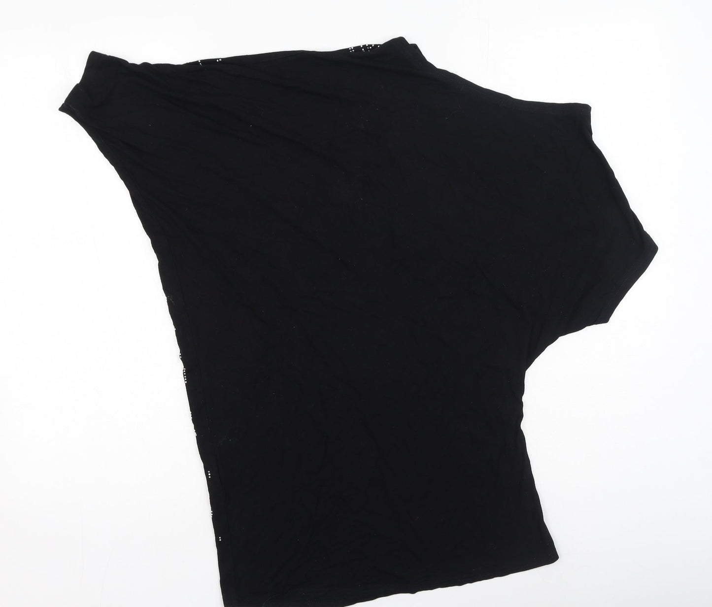 Annie Womens Black  Cotton Basic Blouse Size M Round Neck