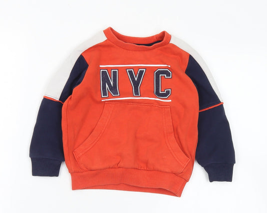 F&F Boys Orange  Cotton Pullover Sweatshirt Size 2-3 Years   - NYC
