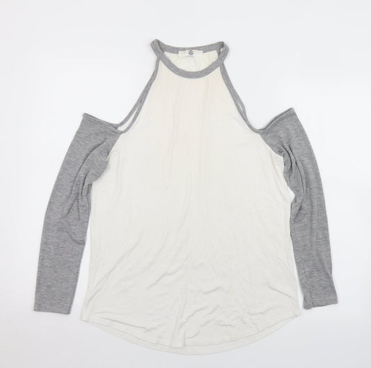 Missguided Womens White  Viscose Basic T-Shirt Size 10 Halter