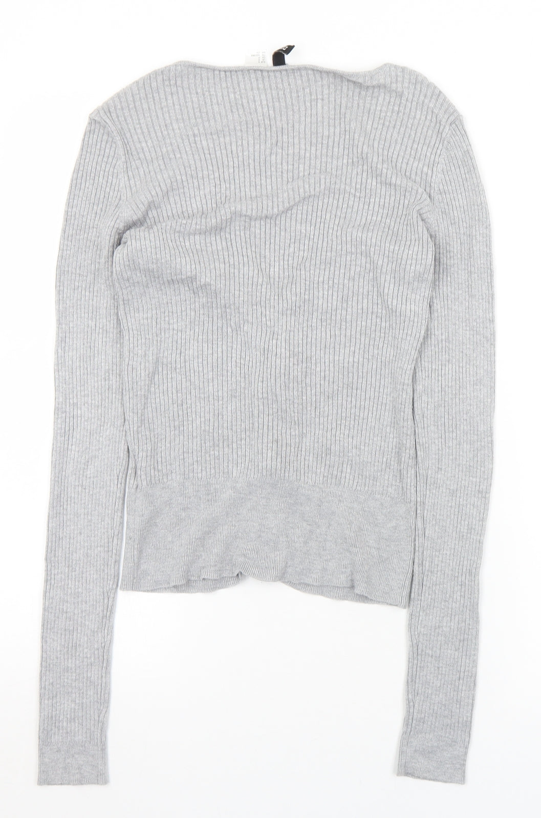 Divided Womens Grey V-Neck  Viscose Full Zip Jumper Size S