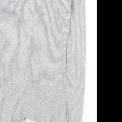 Divided Womens Grey V-Neck  Viscose Full Zip Jumper Size S