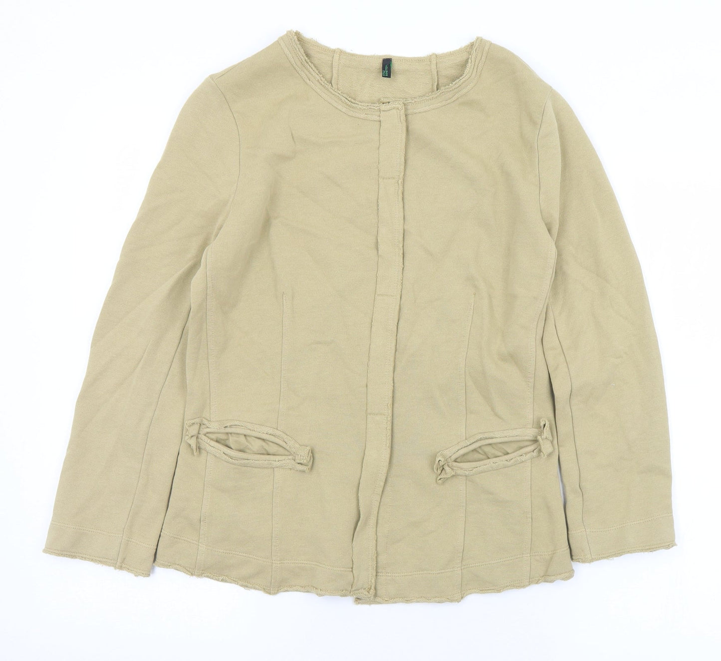 Stile Benetton Womens Brown Round Neck  Cotton Cardigan Jumper Size S