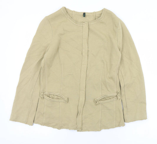 Stile Benetton Womens Brown Round Neck  Cotton Cardigan Jumper Size S