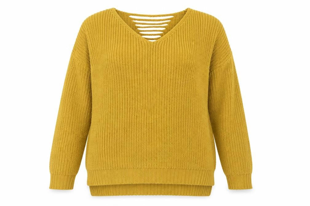 Cameo Rose Womens Yellow V-Neck Acrylic Pullover Jumper Size 10