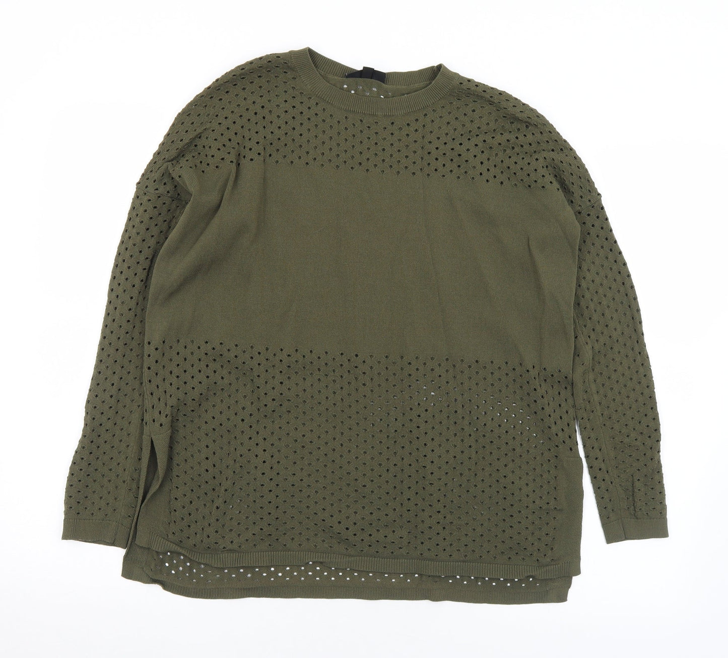 Topshop Womens Green Crew Neck  Viscose Pullover Jumper Size 8