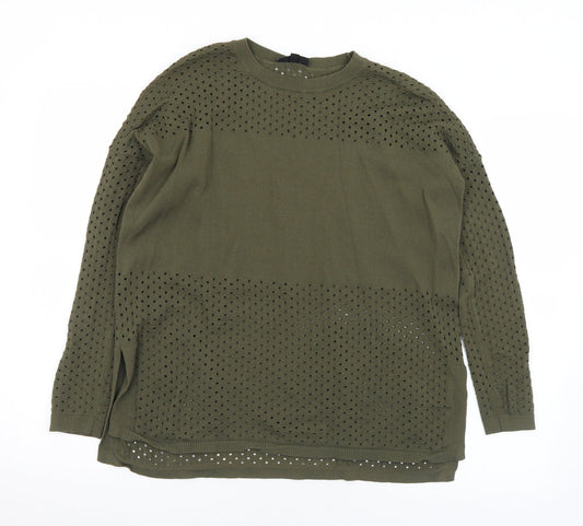 Topshop Womens Green Crew Neck  Viscose Pullover Jumper Size 8