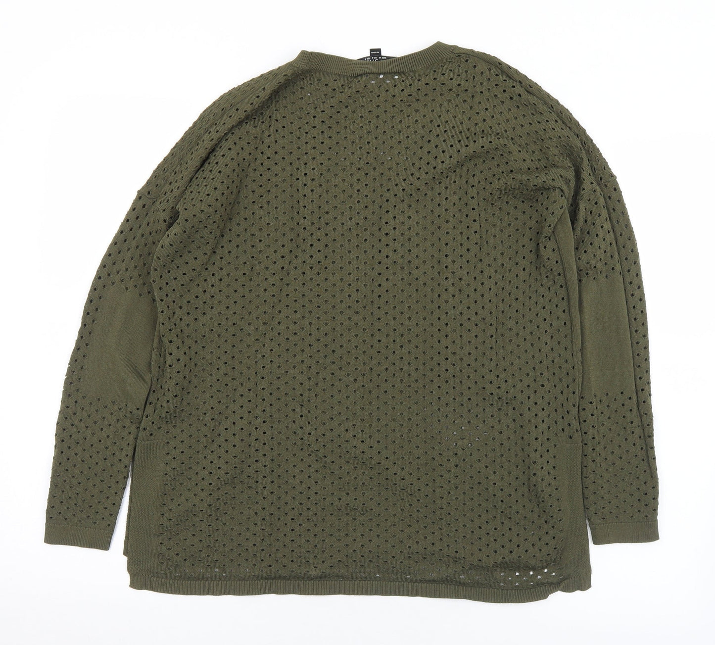 Topshop Womens Green Crew Neck  Viscose Pullover Jumper Size 8