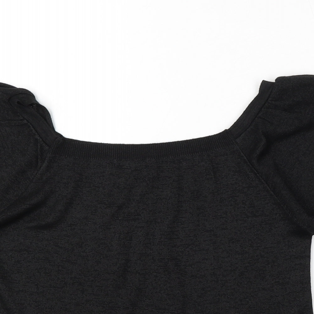 TU Womens Black Round Neck  Polyester Pullover Jumper Size 12