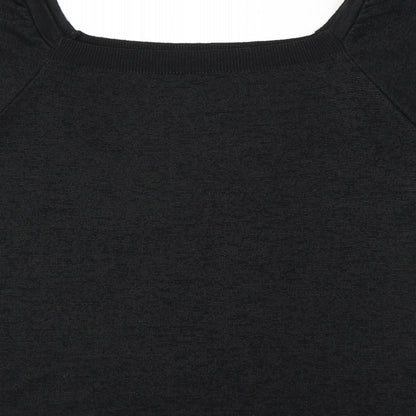 Tu Womens Black Round Neck  Polyester Pullover Jumper Size 12