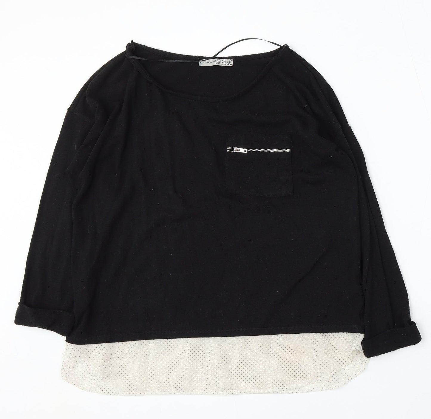 Atmosphere Womens Black Round Neck  Polyester Pullover Jumper Size 14