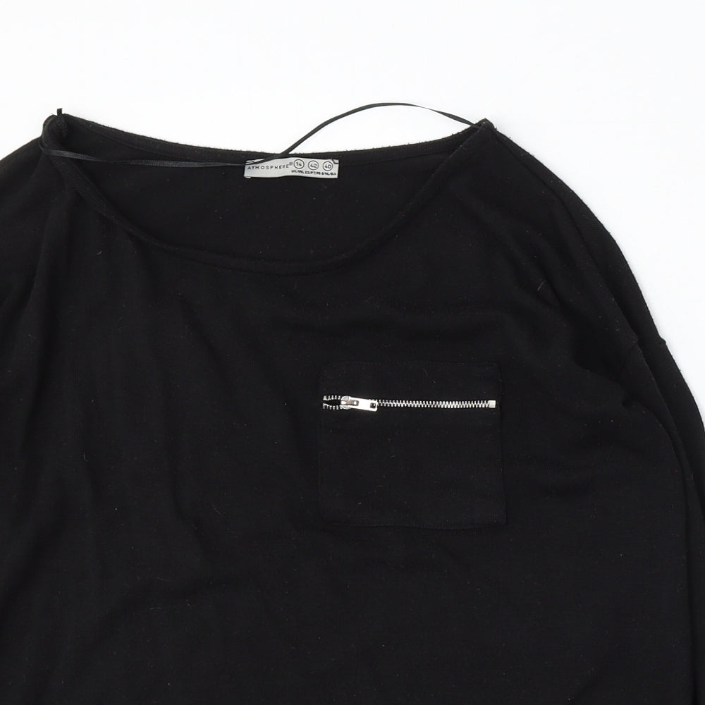 Atmosphere Womens Black Round Neck  Polyester Pullover Jumper Size 14