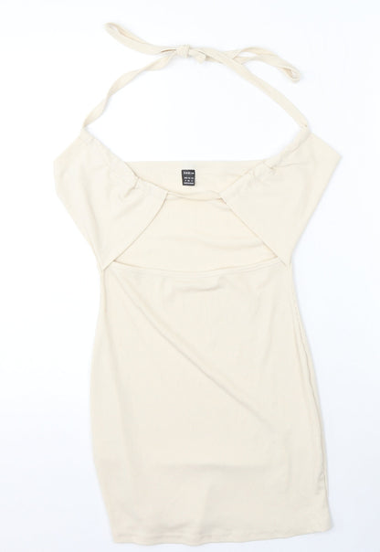 SHEIN Womens Beige  Polyester Bodycon  Size S  Square Neck