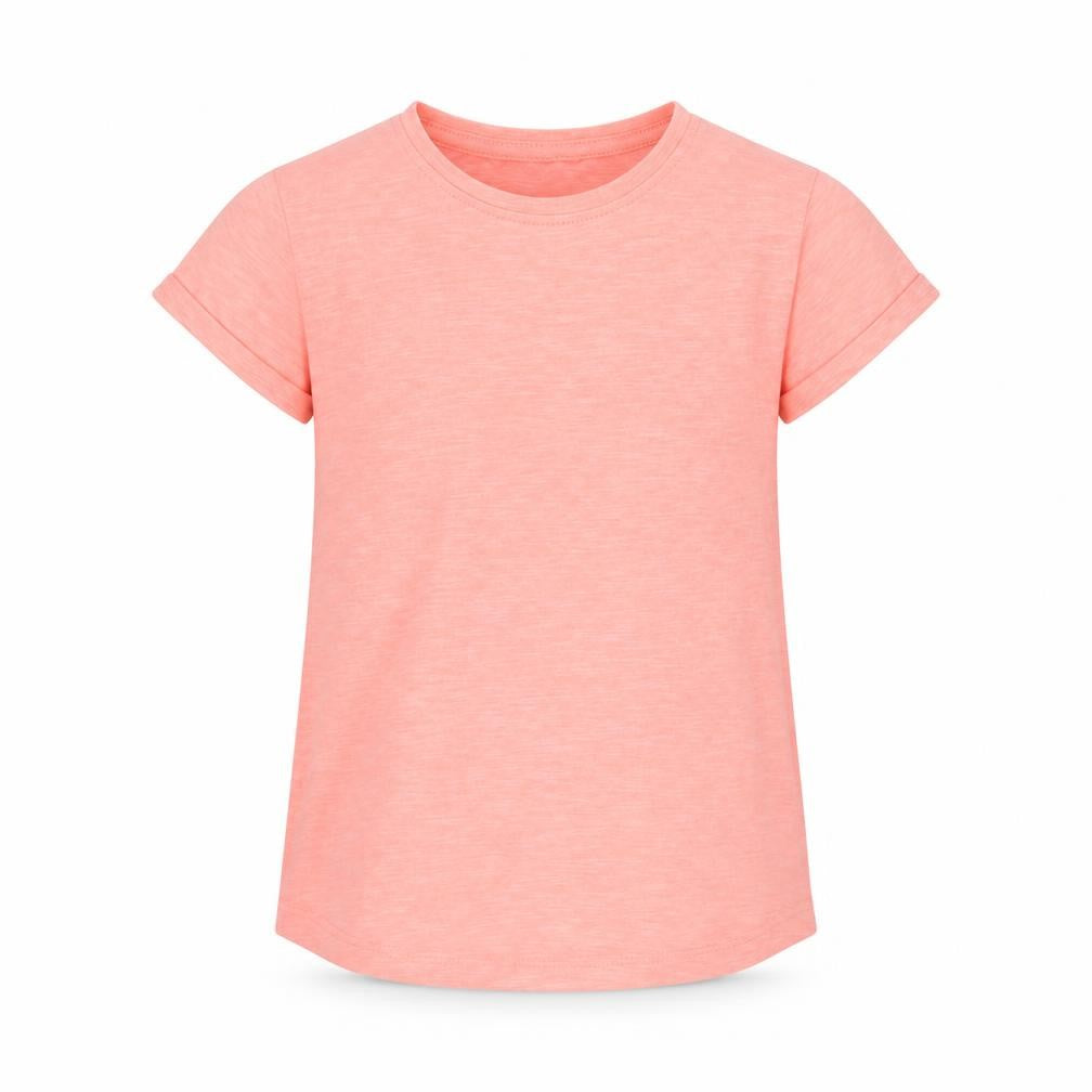 Dunnes Stores Girls Pink  Polyester Basic T-Shirt Size 5-6 Years Round Neck