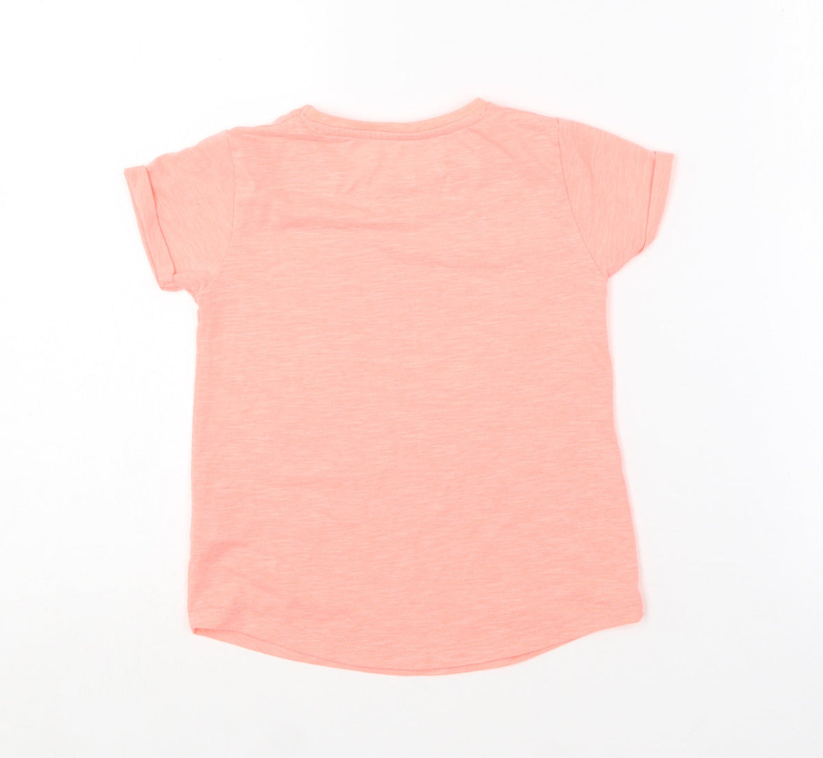 Dunnes Stores Girls Pink  Polyester Basic T-Shirt Size 5-6 Years Round Neck