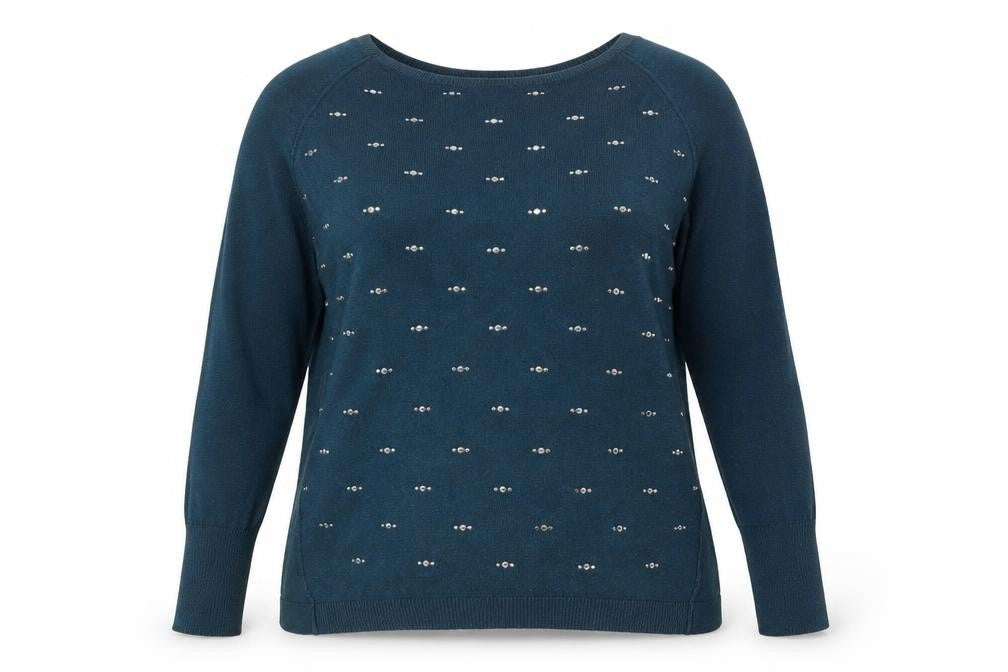 Oasis Womens Blue Round Neck  Polyester Pullover Jumper Size 14