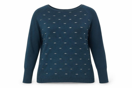 Oasis Womens Blue Round Neck  Polyester Pullover Jumper Size 14