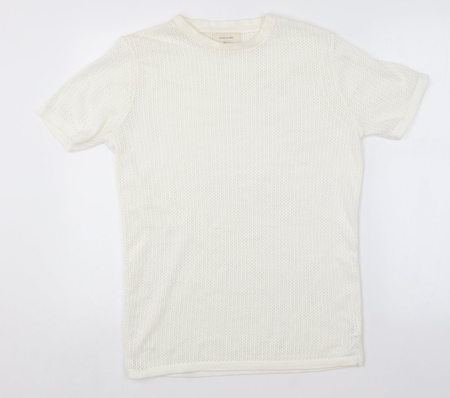 River Island Womens White Round Neck  Acrylic Pullover Jumper Size S