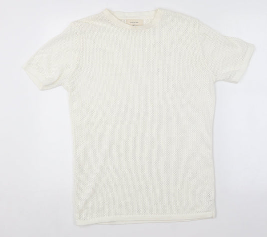 River Island Womens White Round Neck  Acrylic Pullover Jumper Size S