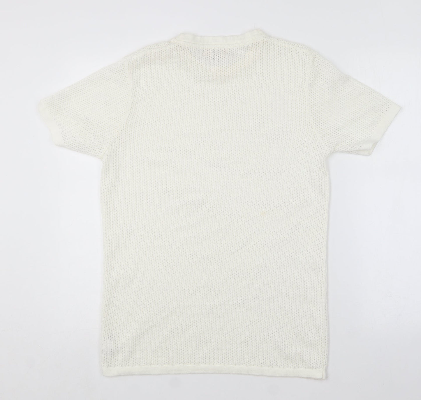 River Island Womens White Round Neck  Acrylic Pullover Jumper Size S