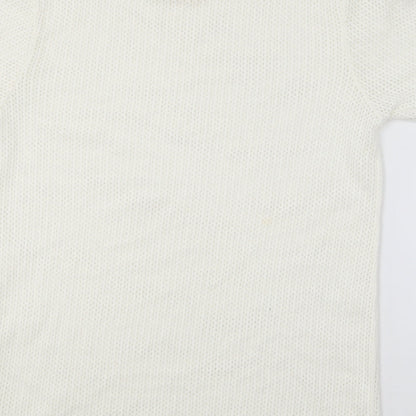 River Island Womens White Round Neck  Acrylic Pullover Jumper Size S