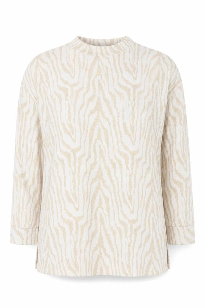 F&F Womens Beige Round Neck Animal Print Polyester Pullover Jumper Size 12