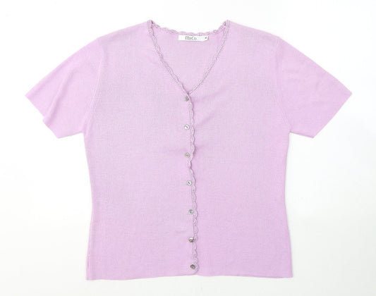 M&Co Womens Purple V-Neck  Acrylic Cardigan Jumper Size M