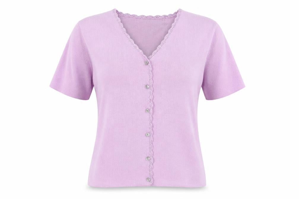 M&Co Womens Purple V-Neck  Acrylic Cardigan Jumper Size M