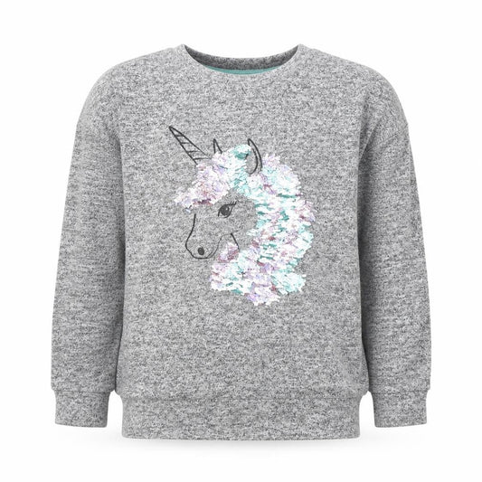 F&F Girls Grey Round Neck  Viscose Pullover Jumper Size 11-12 Years  Pullover - Unicorn