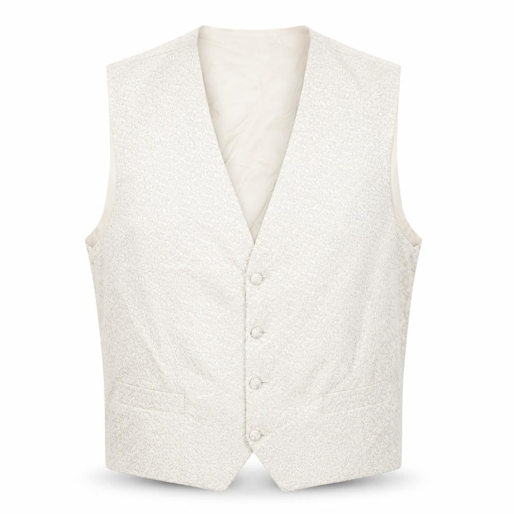 MASTERHAND Mens Beige Geometric Polyester Jacket Suit Waistcoat Size 38