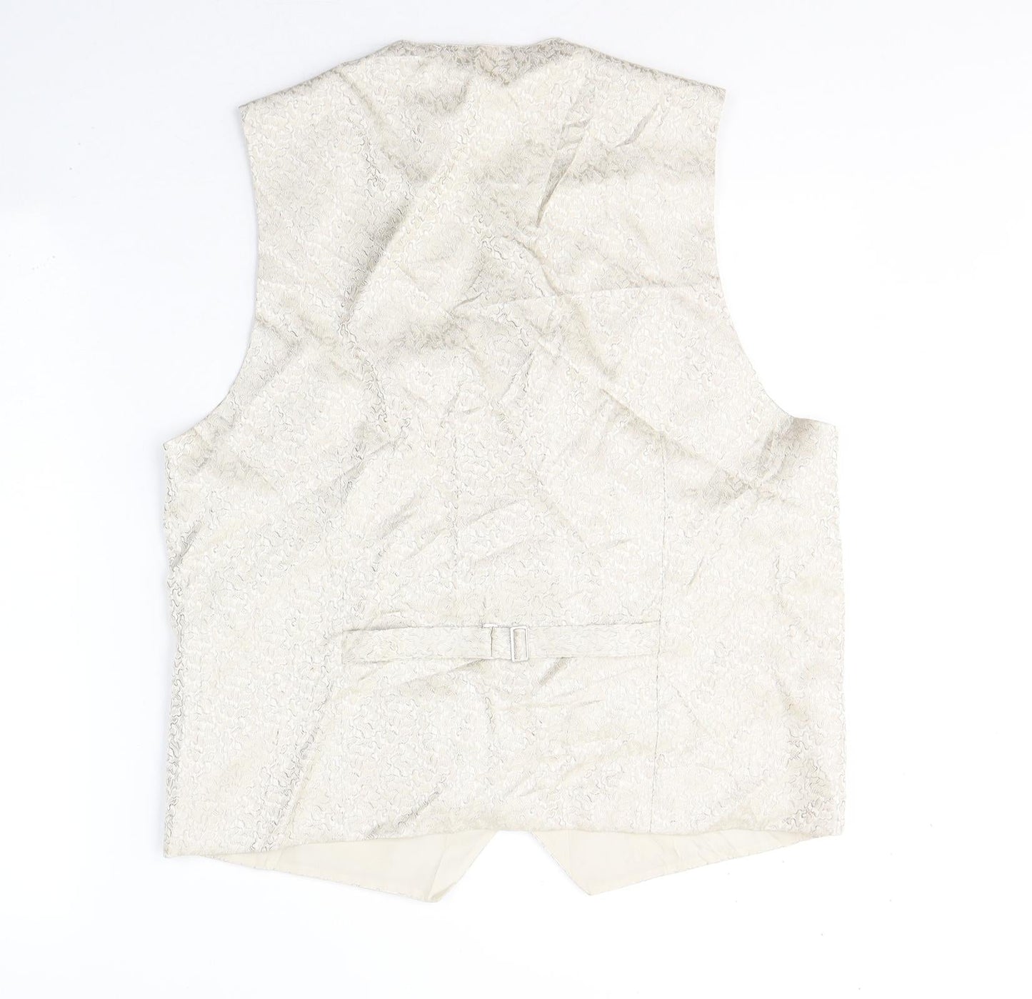 MASTERHAND Mens Beige Geometric Polyester Jacket Suit Waistcoat Size 38