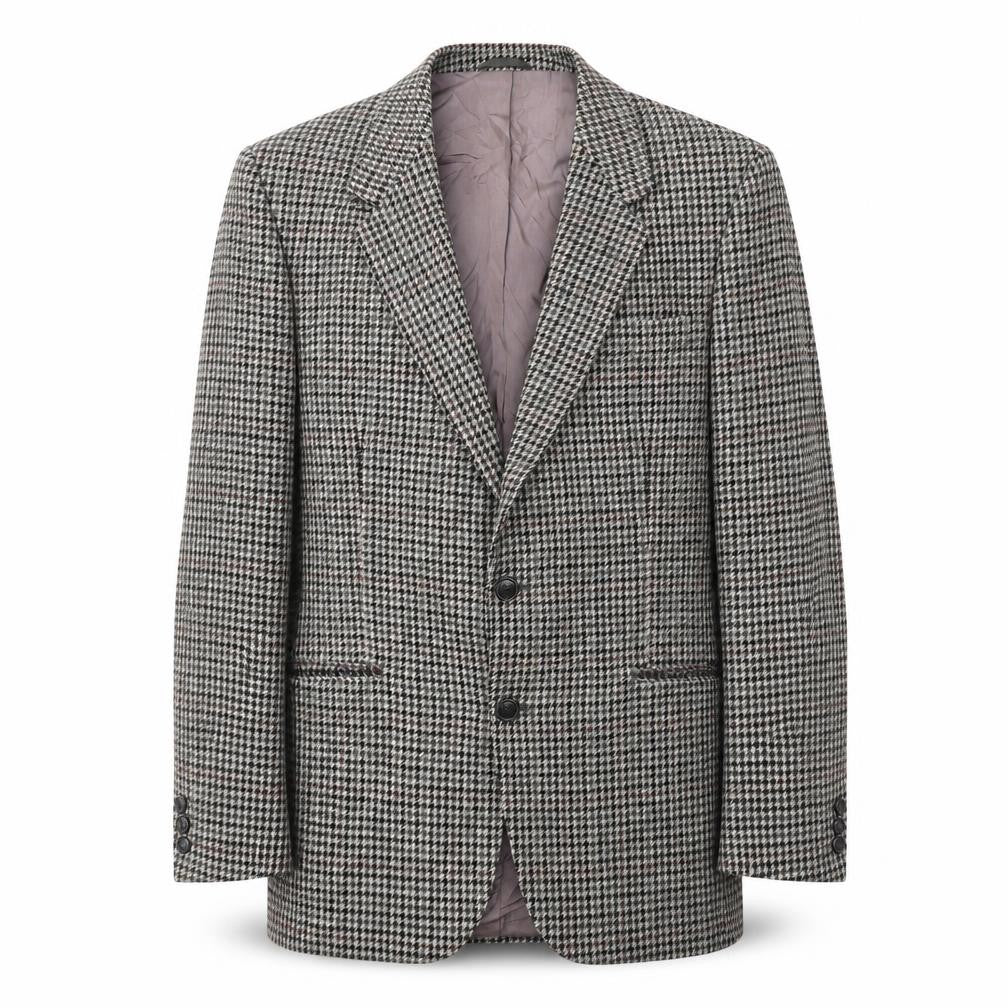Preworn Mens Green Houndstooth Wool Jacket Suit Jacket Size 40