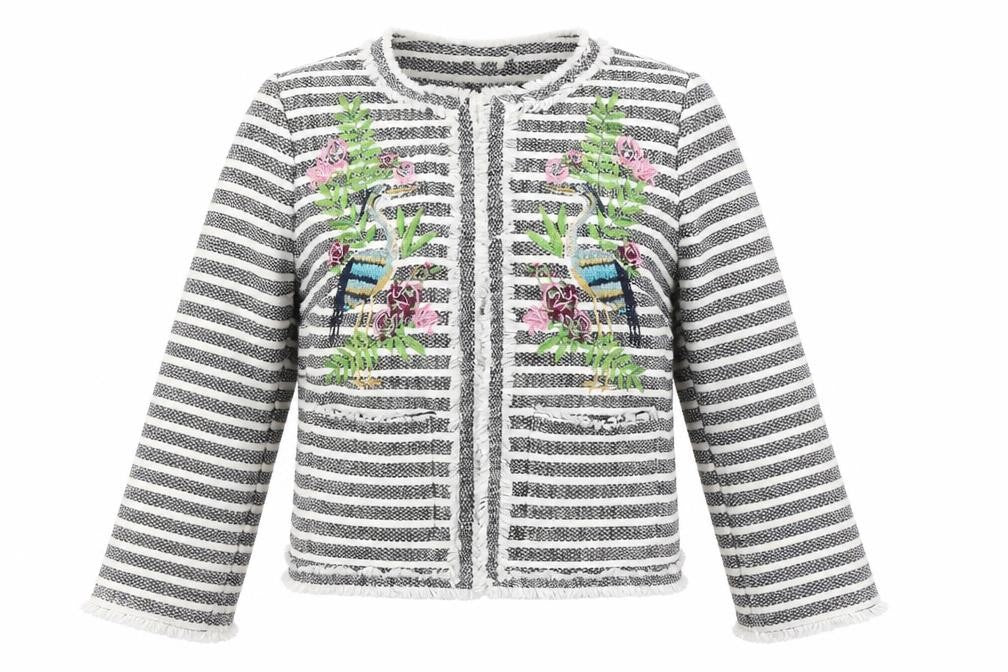 River Island Womens Black Striped  Jacket Blazer Size 8   - animal design