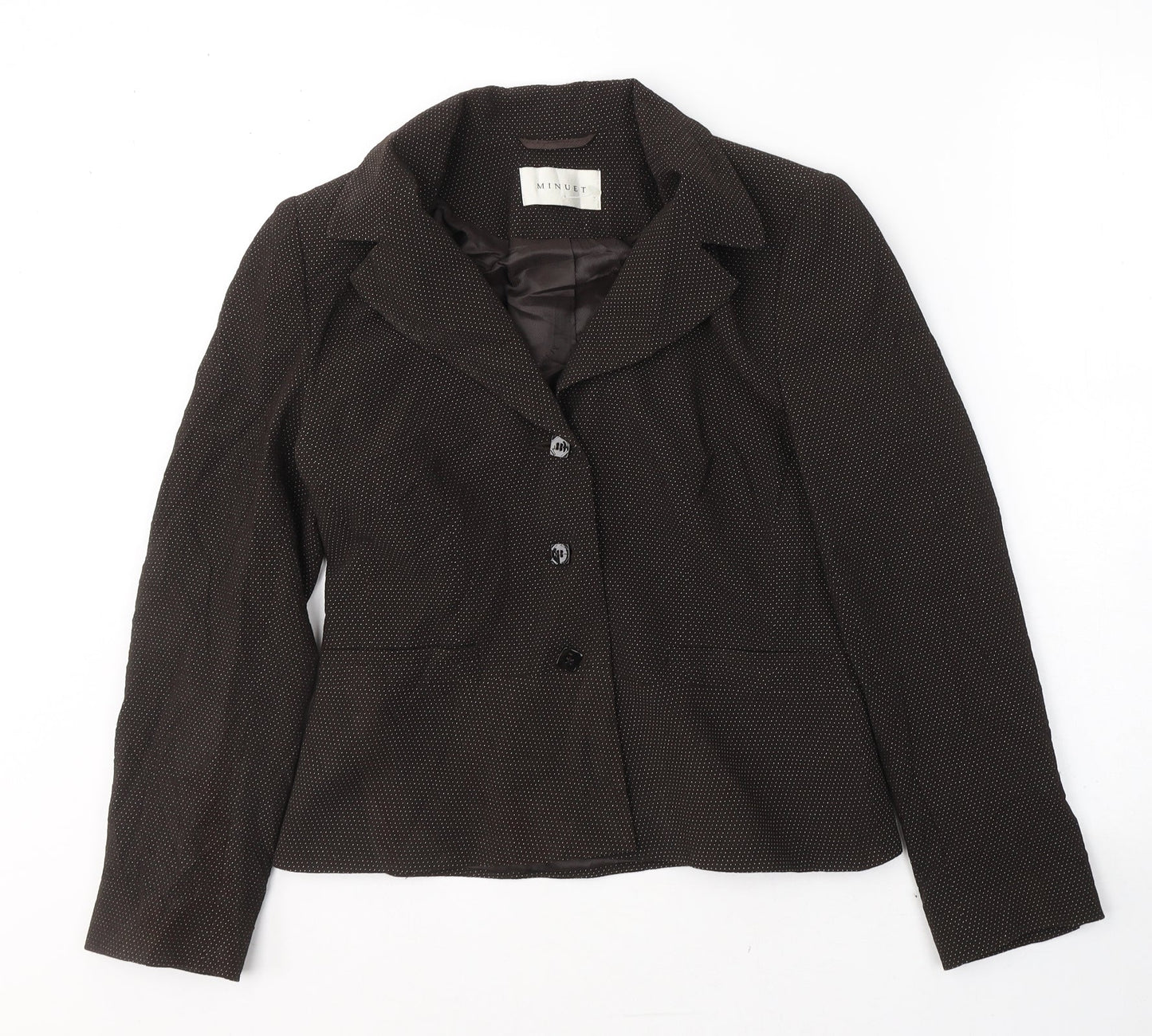 MINUET Womens Brown Polka Dot Wool Jacket Suit Jacket Size 10
