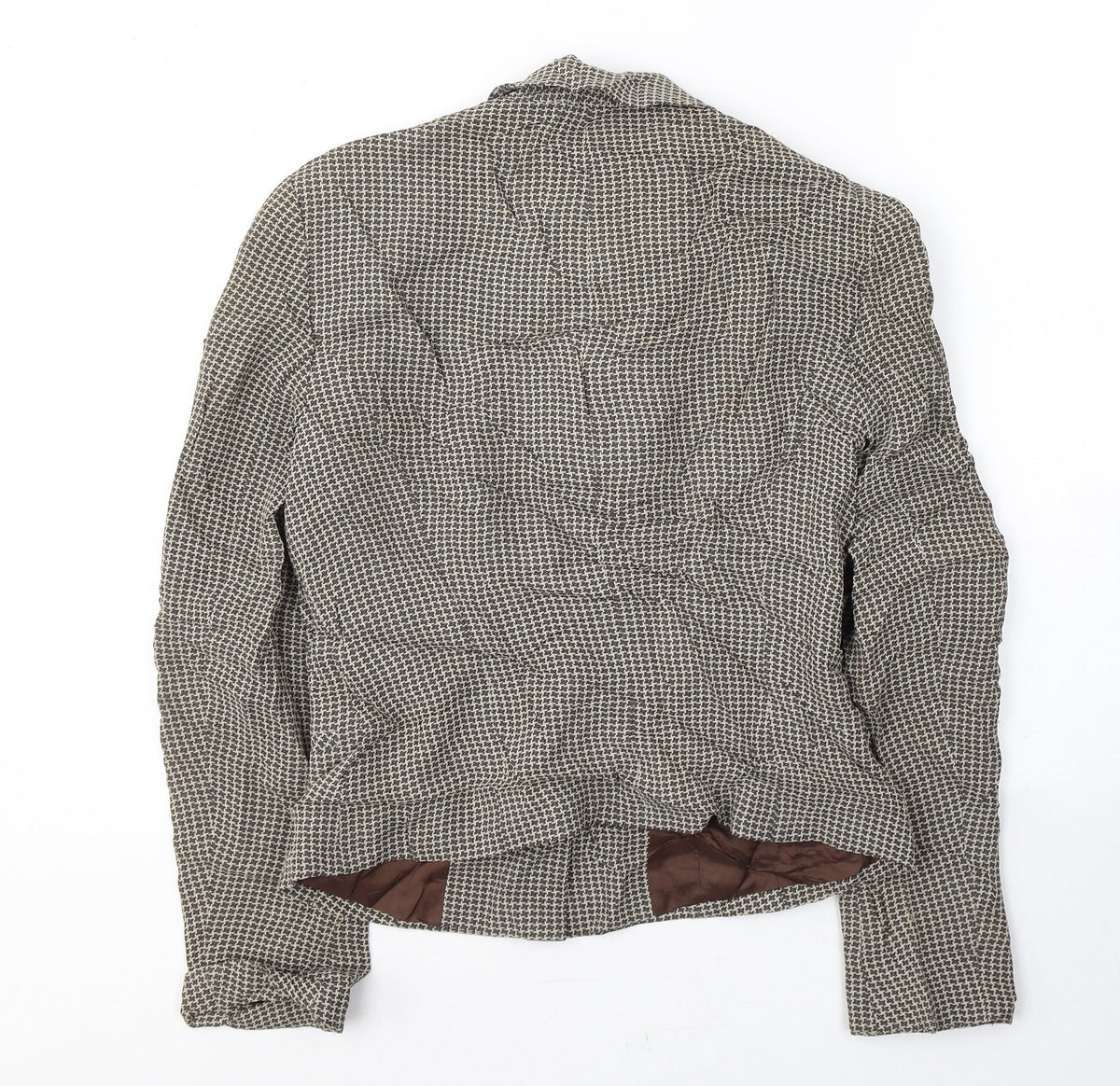 Studio Womens Beige Geometric Viscose Jacket Suit Jacket Size 8