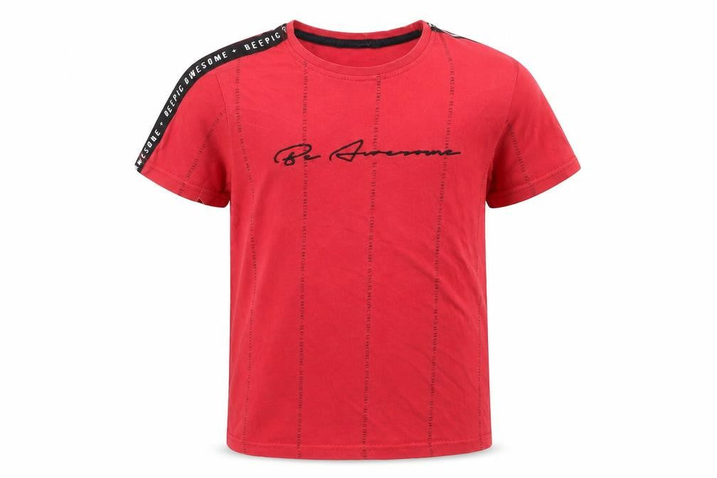 George Boys Red Geometric 100% Cotton Jersey T-Shirt Size 9-10 Years Crew Neck Pullover