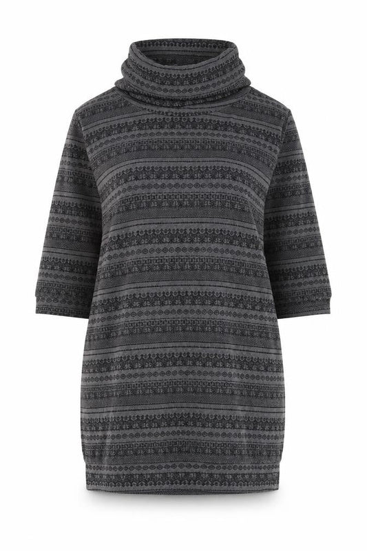 River Island Womens Grey Geometric Polyester Jumper Dress  Size 14  Roll Neck Pullover