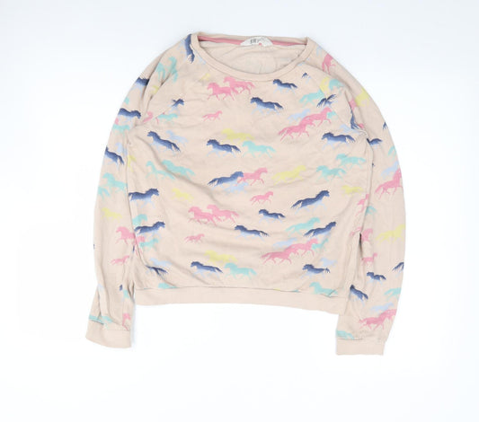 H&M Girls Multicoloured Geometric 100% Cotton Pullover Sweatshirt Size 15 Years  Pullover - Unicorn