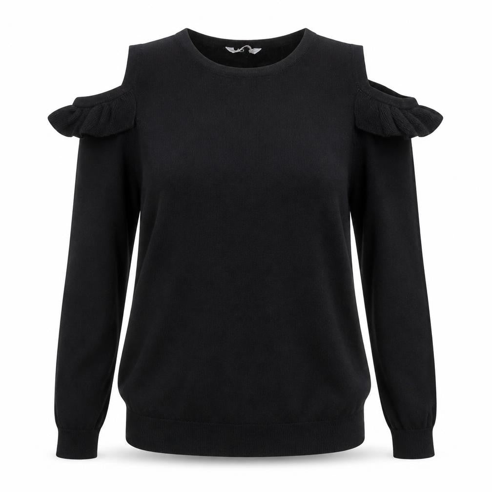 C&A Womens Black Round Neck  Polyester Pullover Jumper Size S